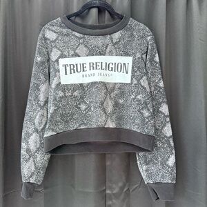True Religion Black and Gray Snake Print Sweatshirt
